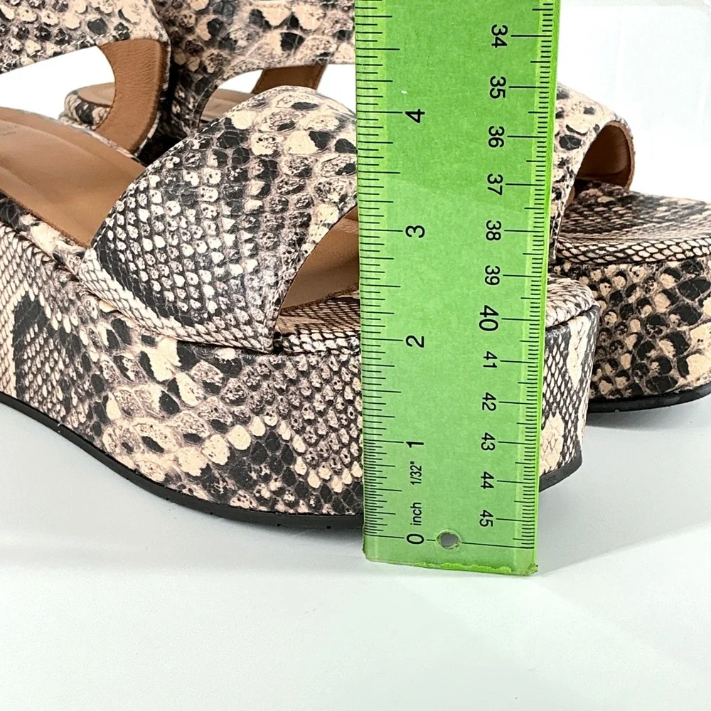 Aquatalia Size 8.5 Snake Print Leather Platform Sandals Neutral NEW Dinah $345